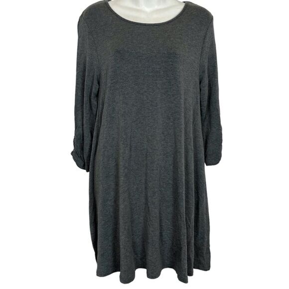 Garnet Hill Gray Jersey Knit Oversized Loose Top Casual Longline Lagenlook M - Picture 1 of 16